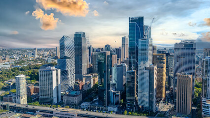 Fototapeta premium 21 January 2026 Aerial Drone View of Sydney Harbour Circular Quay on a nice Summer day beautiful Sky in Sydney NSW Australia