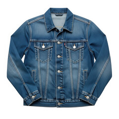 Classic denim jacket with button closure isolated on transparent background