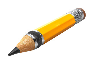 Obraz premium Yellow pencil with eraser and black graphite tip isolated on transparent background