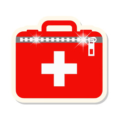 Obraz premium Red First Aid Kit with White Cross.