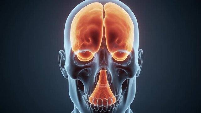 Xray Skull Anatomy Visualization For Educational Video Sequence.