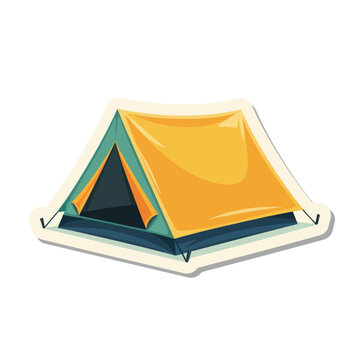 Camping Tent Illustration with Yellow Fabric.