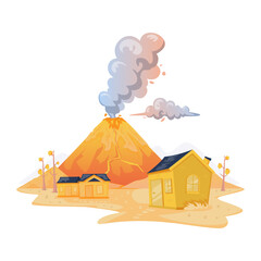 Volcanic Eruption Disaster Vector Illustration