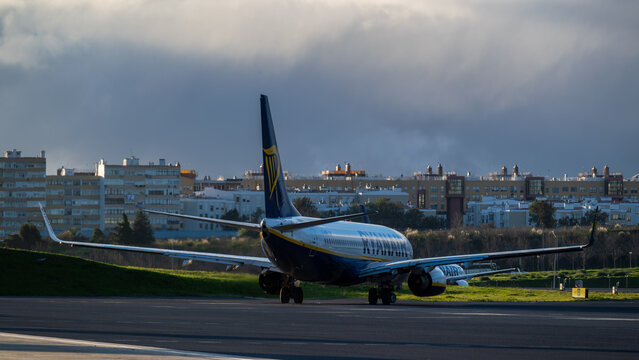 Lisbon, Portugal - January 21, 2026: Ryanair Airplane at Lisbon, Airport