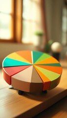 Fototapeta premium Abstract pie chart with aged film look, faded colors, and soft focus highlights, faded, bokeh