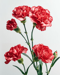 落ち着いたおしゃれな雰囲気の美しい赤いカーネーションの花と蕾