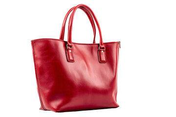Naklejka premium Elegant Red Leather Woman's Handbag Tote Bag PNG isolated on transparent background