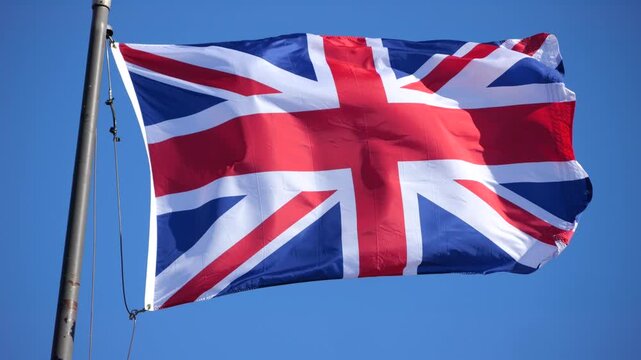 British Flag Flying in Wind. 120 FPS