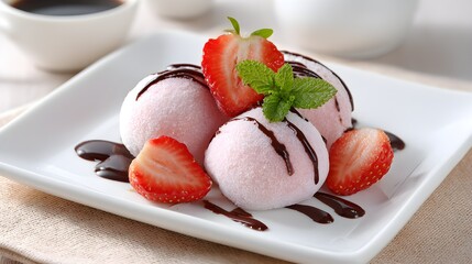 ice cream with strawberries