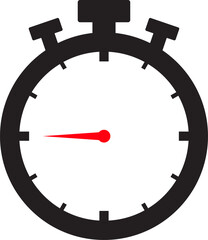 Clock icon. Stopwatch symbol. Countdown timer on transparent background.