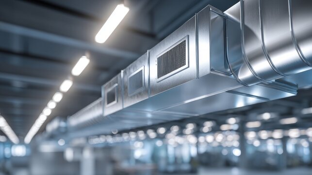 Modern HVAC Air Handling Unit in Commercial Interior Space with Contemporary Design