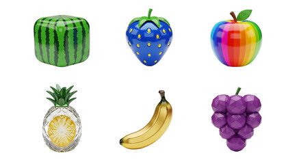 Collection of Shiny Metallic Fruit Shaped Balloons.