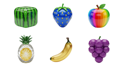 Collection of Shiny Metallic Fruit Shaped Balloons.