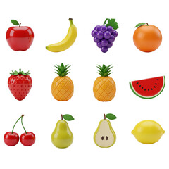 Collection of Realistic Assorted Fruit Models for Display.