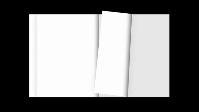 4k 3D Flipping book page curl transition animation being flipped over, Opening book video.	