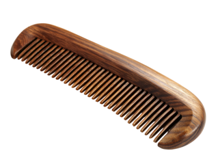 Natural Wooden Comb for Hair Styling, Grooming Accessory isolated on transparent background