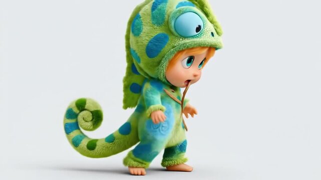 3d model of chameleon cartoon character