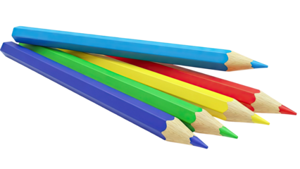 Group of colored pencils on white background