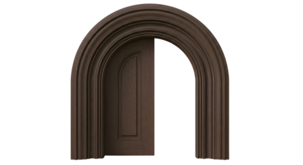 Dark Brown Arch Door Frame Mockup isolated PNG with Transparent Background