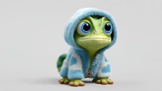 3d model of chameleon cartoon character