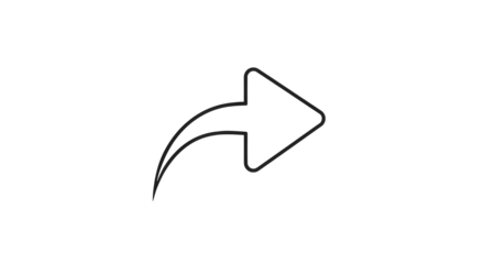 Black Outline Share Arrow Icon Vector isolated PNG with Transparent Background