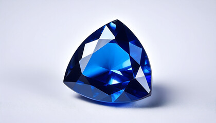 Fototapeta premium A Rich Deep Blue Gemstone Precisely Cut And Showcased Against A Plain White Backdrop