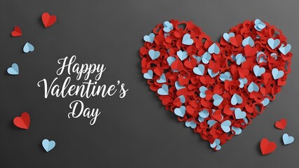 Happy Valentine's Day card with heart made of paper hearts