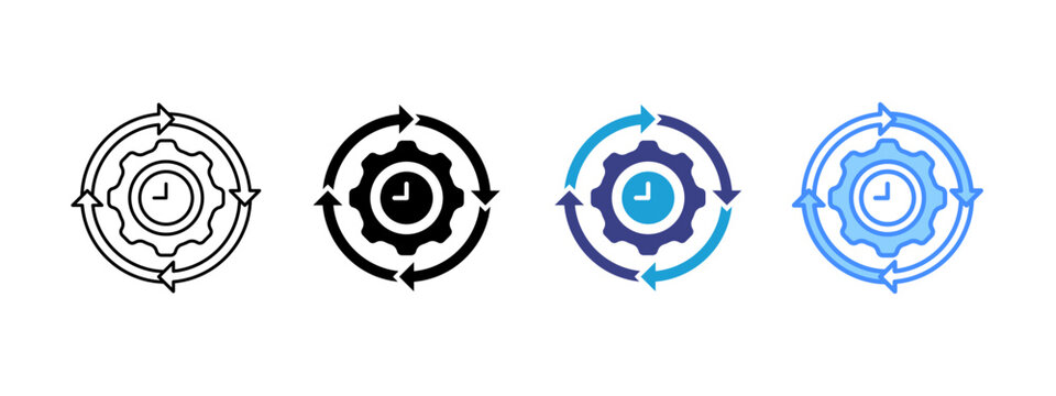 Time Management icon set multiple style collection