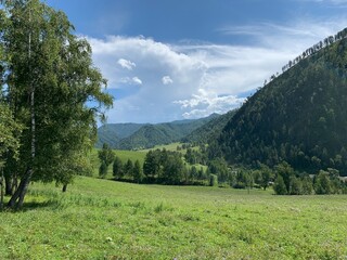 landscape with mountains and blue sky