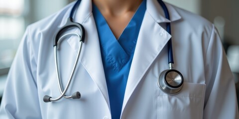 Medical professional in a white coat with a stethoscope.