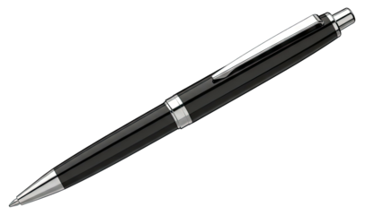 Classic Black Ballpoint Pen with Silver Accents