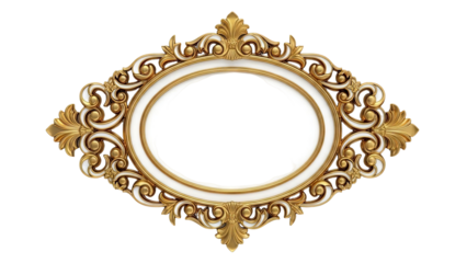 Ornate Gold and White Oval Decorative Frame
