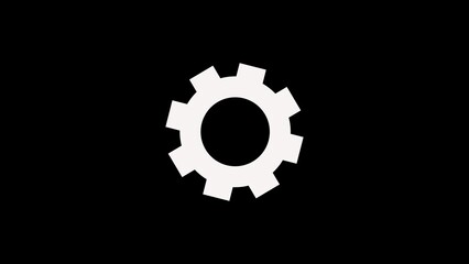 Obraz premium White Gear Symbol on Black Background cogwheel mechanical.