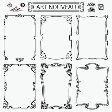 Decorative borders and frames Art Nouveau style