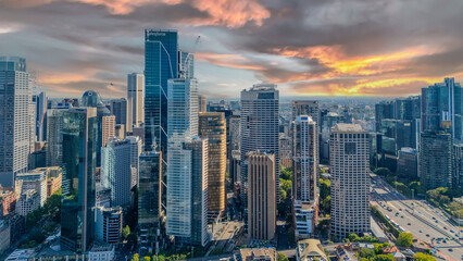 Fototapeta premium 21 January 2026 Aerial Drone View of Sydney Harbour Circular Quay on a nice Summer day beautiful Sky in Sydney NSW Australia