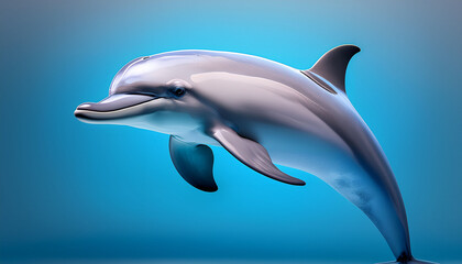 Fototapeta premium A Photorealistic Detailed Rendering Of A Sleek Dolphin Isolated On A Bright Minimalist Background