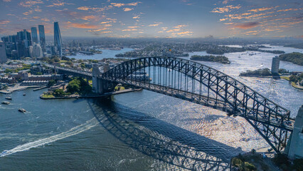 21 January 2026 Aerial Drone View of Sydney Harbour Circular Quay on a nice Summer day beautiful Sky in Sydney NSW Australia