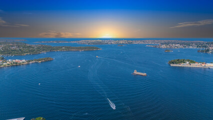 21 January 2026 Aerial Drone View of Sydney Harbour Circular Quay on a nice Summer day beautiful Sky in Sydney NSW Australia