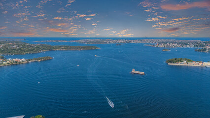 21 January 2026 Aerial Drone View of Sydney Harbour Circular Quay on a nice Summer day beautiful Sky in Sydney NSW Australia
