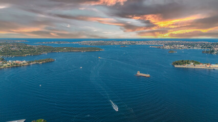 21 January 2026 Aerial Drone View of Sydney Harbour Circular Quay on a nice Summer day beautiful Sky in Sydney NSW Australia