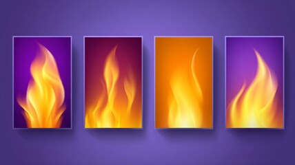 Colorful abstract flames against purple and orange background
