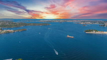 21 January 2026 Aerial Drone View of Sydney Harbour Circular Quay on a nice Summer day beautiful Sky in Sydney NSW Australia