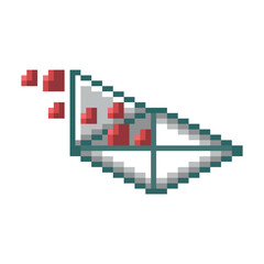 Obraz premium Isometric pixel art open envelope with flying red hearts, 8-bit love letter vector icon for Valentine's Day