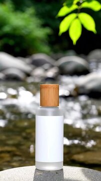 Sequential Capture of Minimalist Aromatherapy Spray Bottle with Natural Environment Backdrop