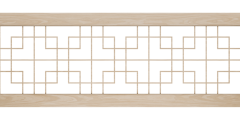 Traditional Chinese Wooden Lattice Border Pattern, Seamless Horizontal Oriental Geometric Design, Asian Decorative Panel, Isolated on Transparent Background