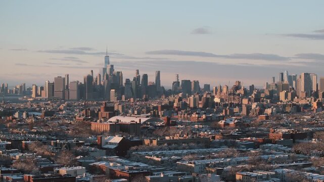Aerial view of Brooklyn on a winter day