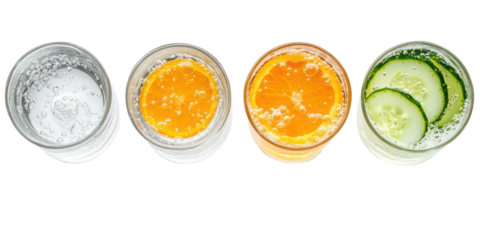 Fresh juice cocktails, isolated on transparent background