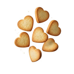 heart shaped cookies, isolated on white or transparent background, PNG Format.