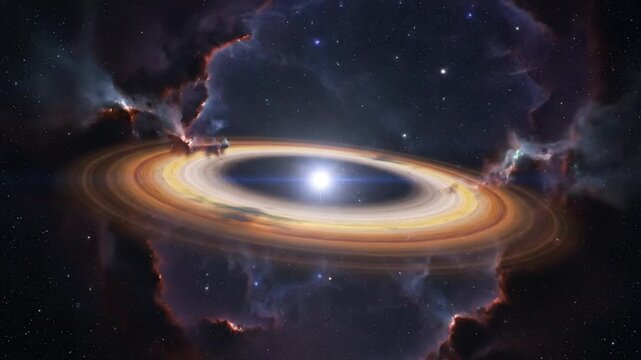 Cosmic Nebula with Accretion Disk and Bright Central Star