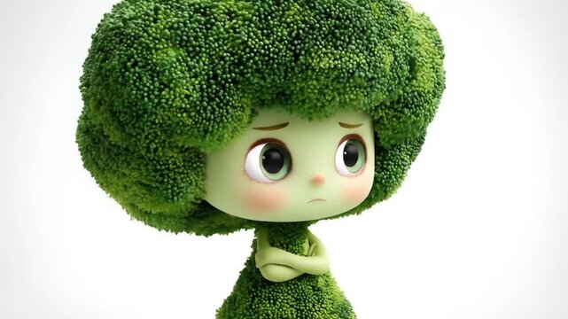 3D model of broccoli vegetable cartoon character